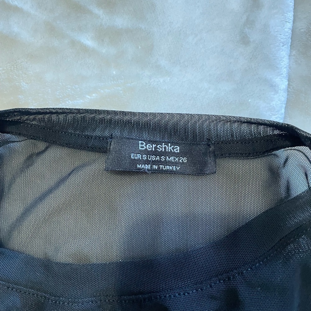 Bershka Black Long Sleeve Mesh Top - Picture 3 of 6